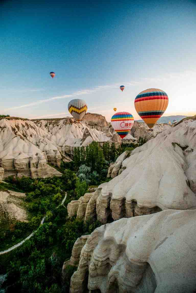 Cappadocia, Turkey with stunning valleys, fairy chimney rock formations, and colorful hot air balloons at sunrise – iconic budget-friendly travel destination for adventurers.