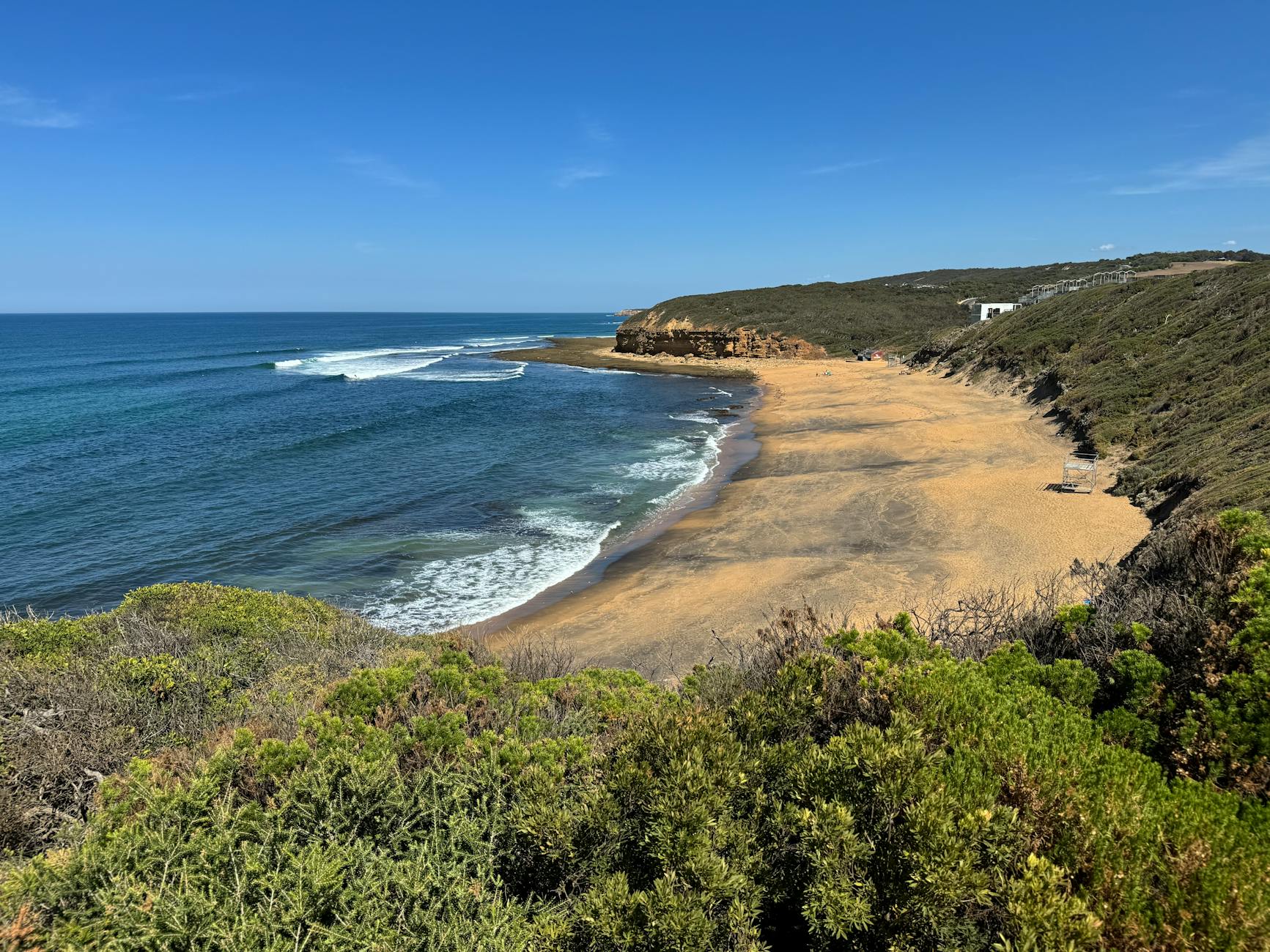 Aerial view of Torquay coastline, Australia with sandy beaches and turquoise waters